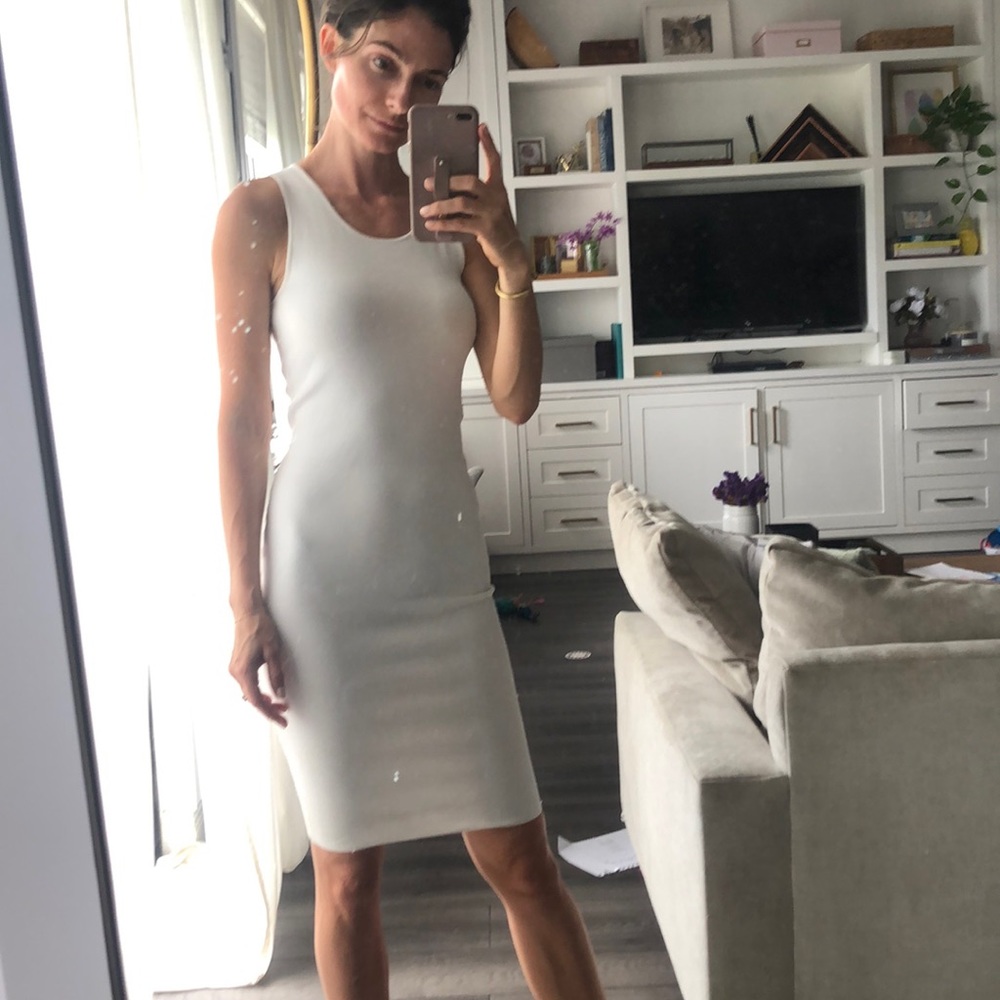 Intermix ribbed white bodycon dress